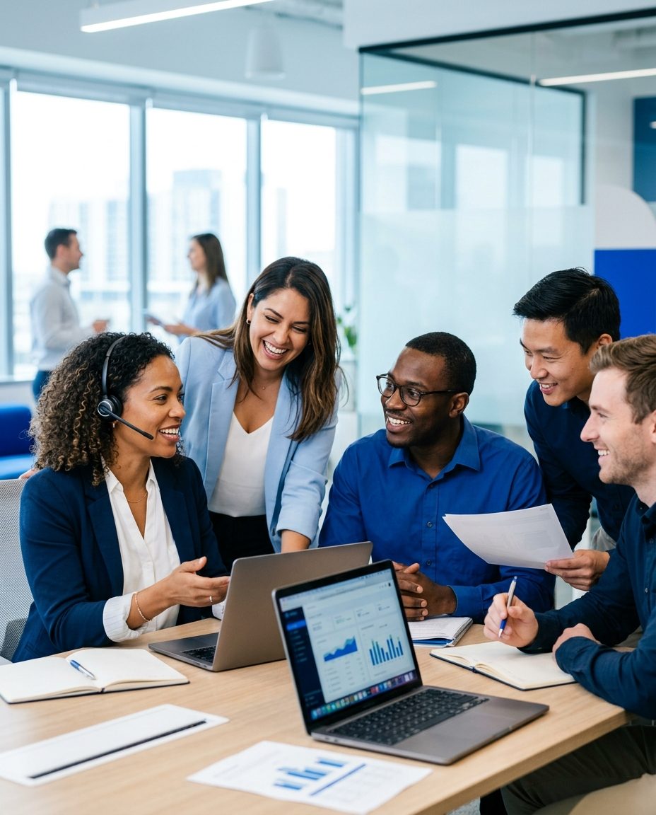 Business support team at work